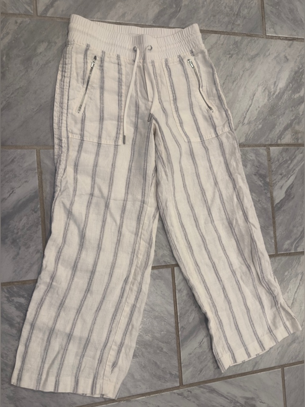 Athleta Womens 100% Linen Striped Pants Size 0